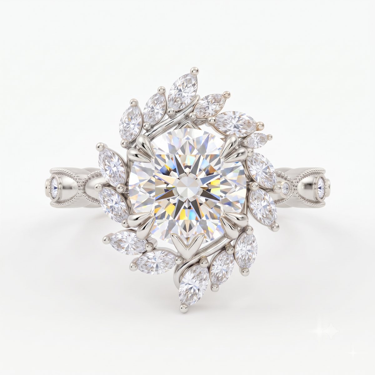 floral halo lab grown diamond ring
