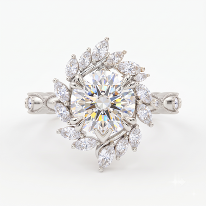 floral halo lab grown diamond ring
