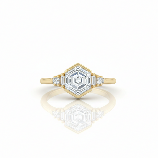 1.400CT Hexagon Lab Grown Diamond Engagement Ring
