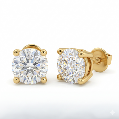 1.00ct Lab Grown Diamond Stud Earrings, Round Solitaire Diamond Earrings