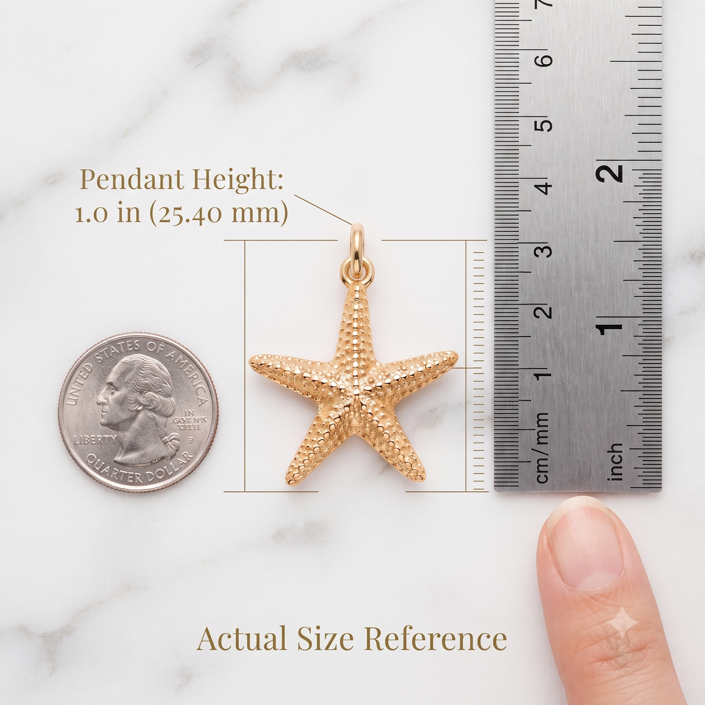 14k Gold Gold Starfish Beach Charm Necklace