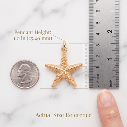 14k Gold Gold Starfish Beach Charm Necklace