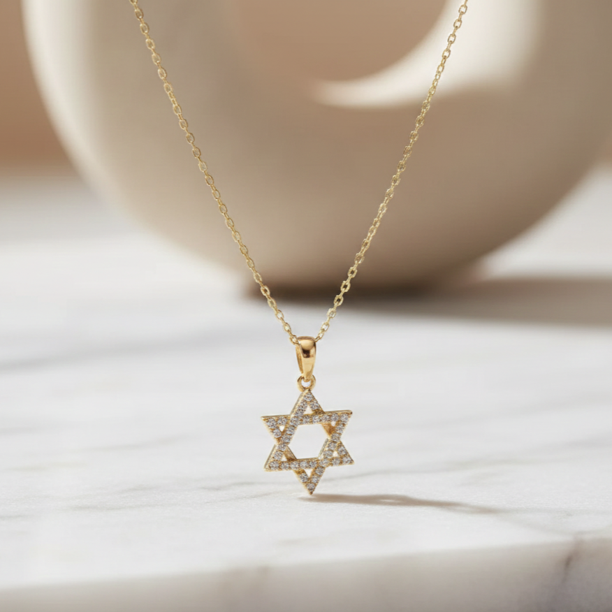 Spiritual Star of David Pendant – 14K Gold Lab Diamonds