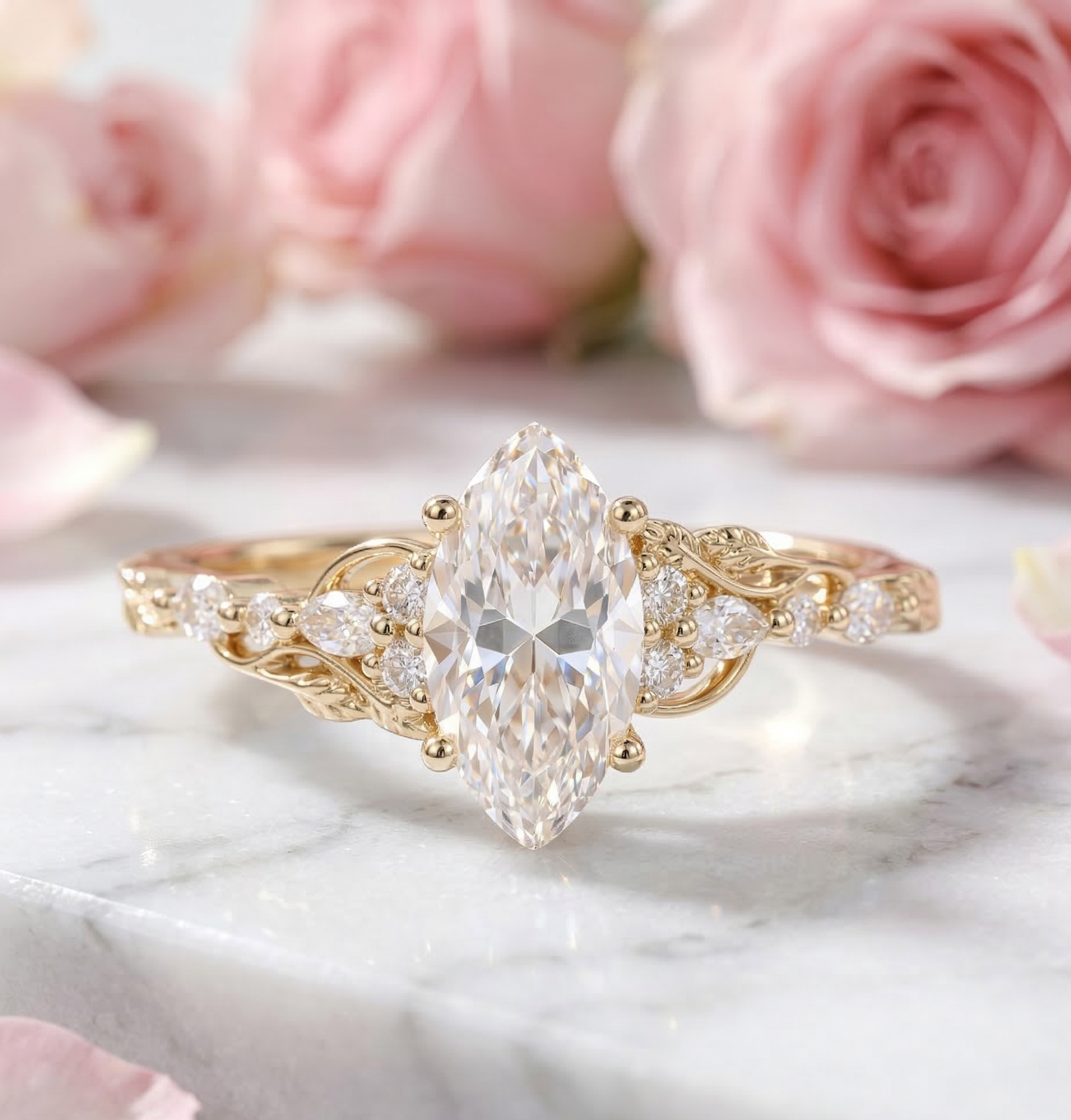 diamond marquise solitaire ring​

