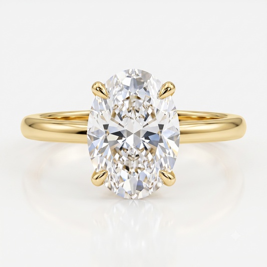 1.00ct Oval Cut Lab Grown Diamond Solitaire Minimalist Engagement Ring