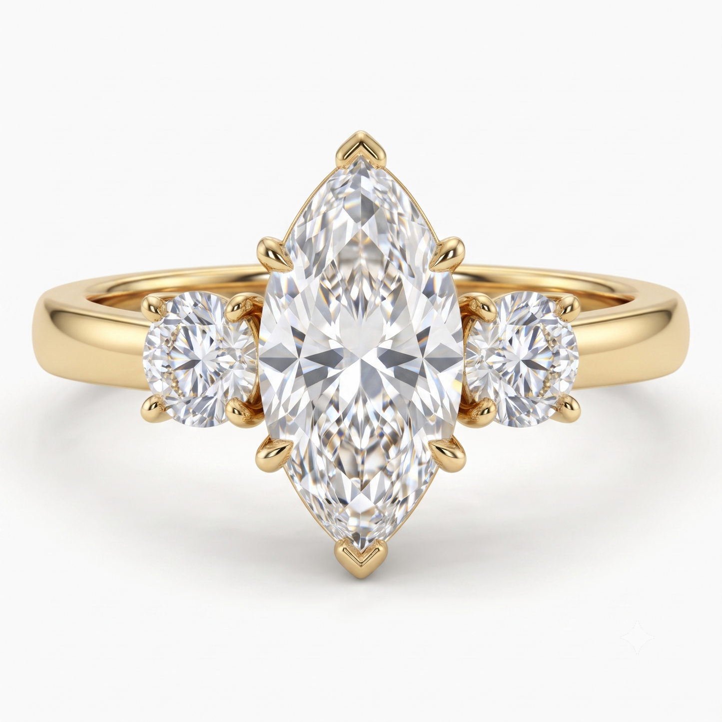 1.00 ct Three Stone Marquise Cut Lab Grown Diamond Engagement Ring