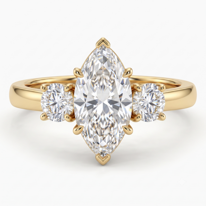 1.00 ct Three Stone Marquise Cut Lab Grown Diamond Engagement Ring