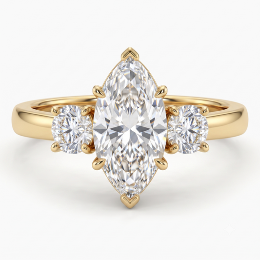 1.00 ct Three Stone Marquise Cut Lab Grown Diamond Engagement Ring