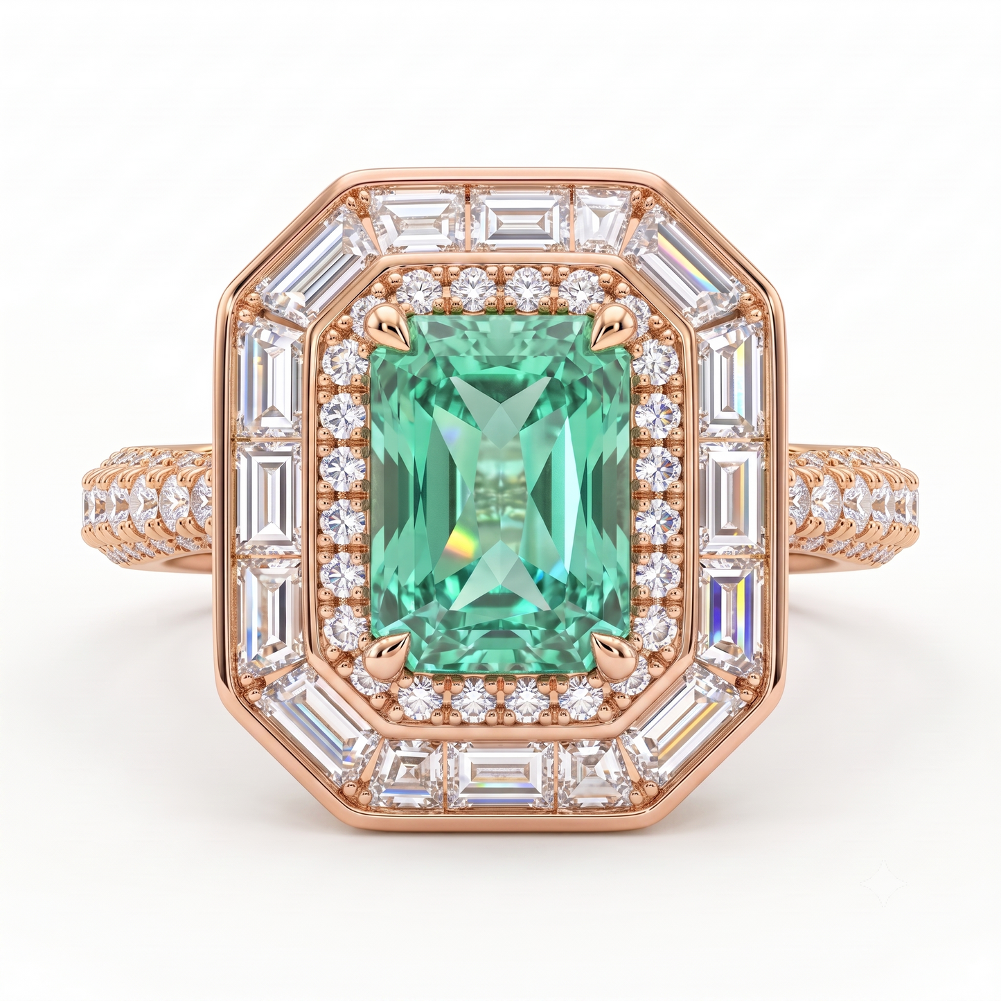 4.00 CT Radiant Cut Emerald Lab Grown Diamond Halo Engagement Ring