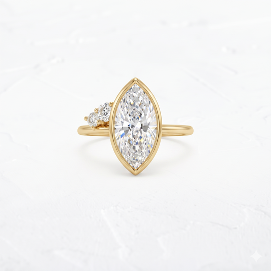 1.00 Ct Marquise Lab Grown Diamond Ring in 14K Gold | Amavida