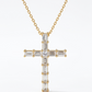 0.38 CT Baguette & Princess Cut Cross Pendant Necklace - 14K Gold