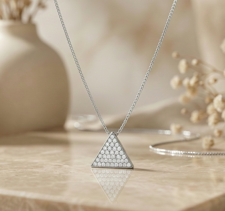 0.300 Ct Triangle Lab-Grown Diamond Necklace – 14K Gold Pendant