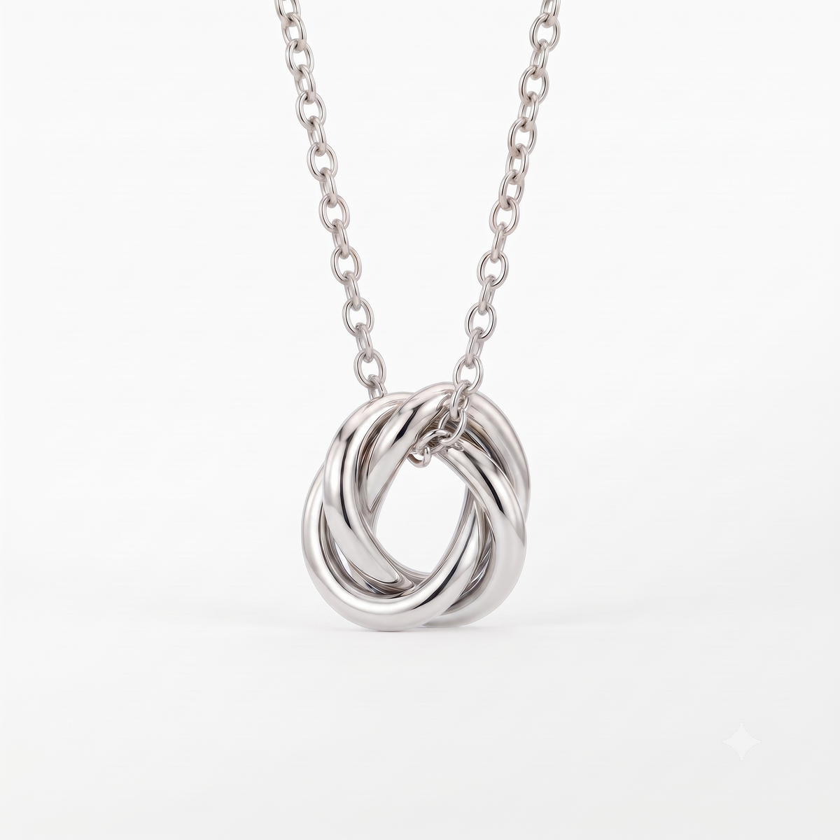 14K Solid Gold Knot Interlocking Circle Pendant Necklace