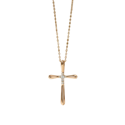 0.100 Ct Lab-Grown Diamond Cross Necklace – 14K Gold Pendant