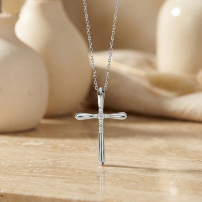 0.100 Ct Lab-Grown Diamond Cross Necklace – 14K Gold Pendant