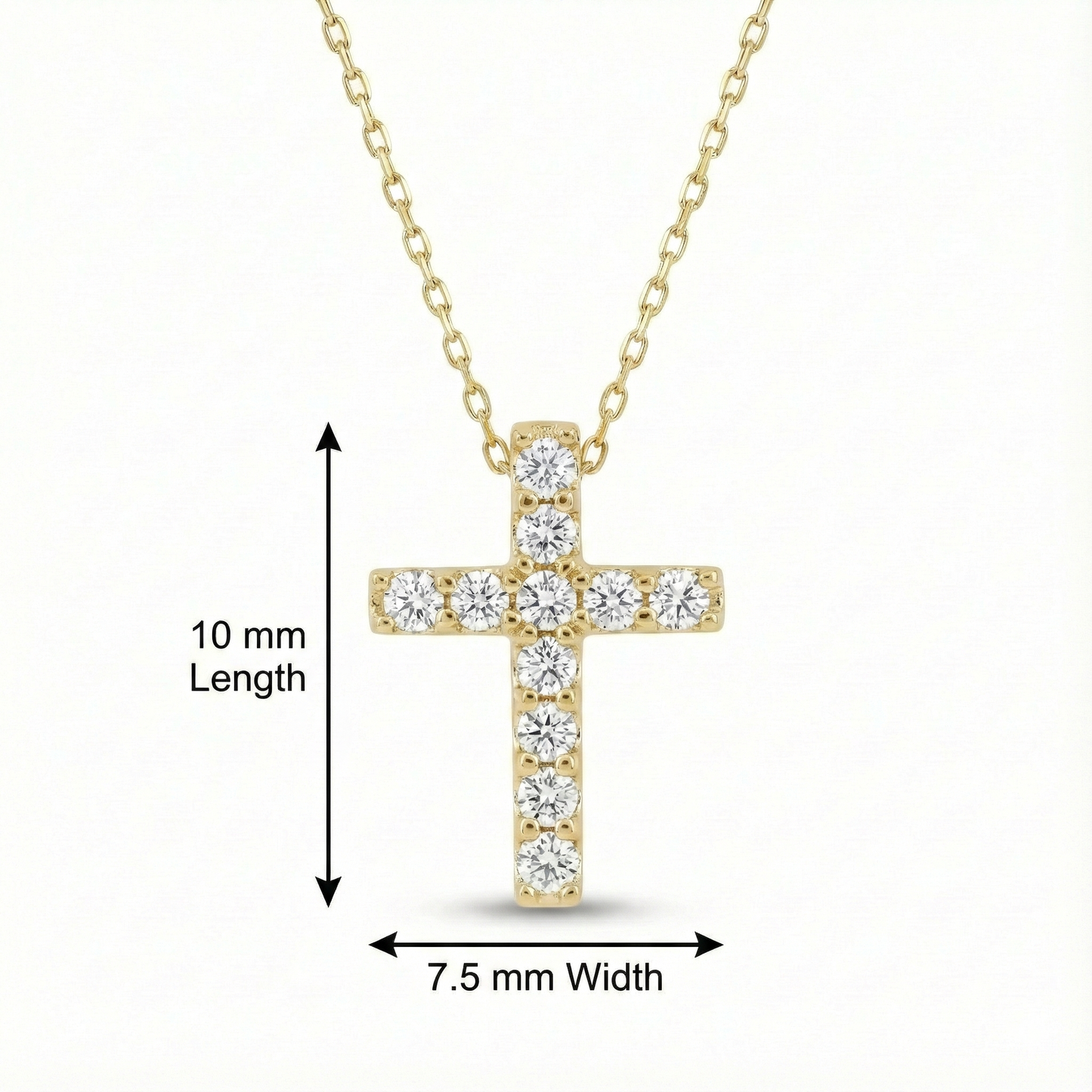 0.110 Ct 14K Solid Gold Lab-Grown Cross Necklace