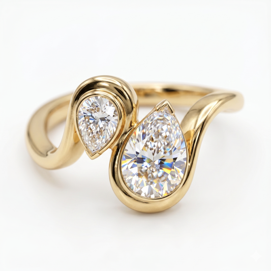 1.750 ct Vintage Pear Diamond Engagement Ring,twisted ring