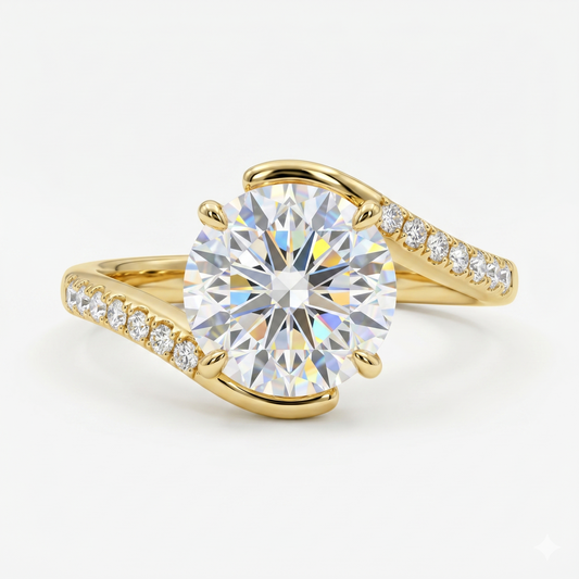 1.00 Carat Round Pave Lab-Grown Engagement Ring for Women