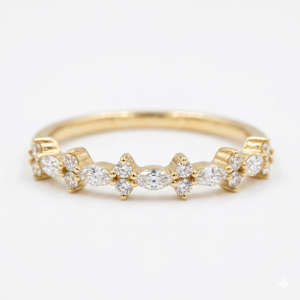 0.250ct  Vintage Marquise Lab-Grown wedding band