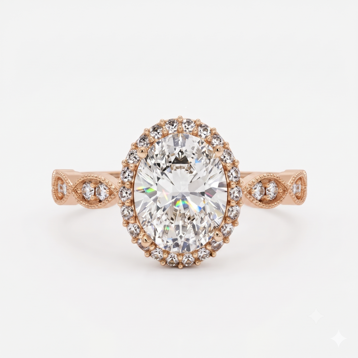 1.60CT Oval Halo Lab Grown Diamond Engagement Ring