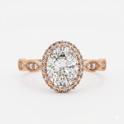 1.60CT Oval Halo Lab Grown Diamond Engagement Ring