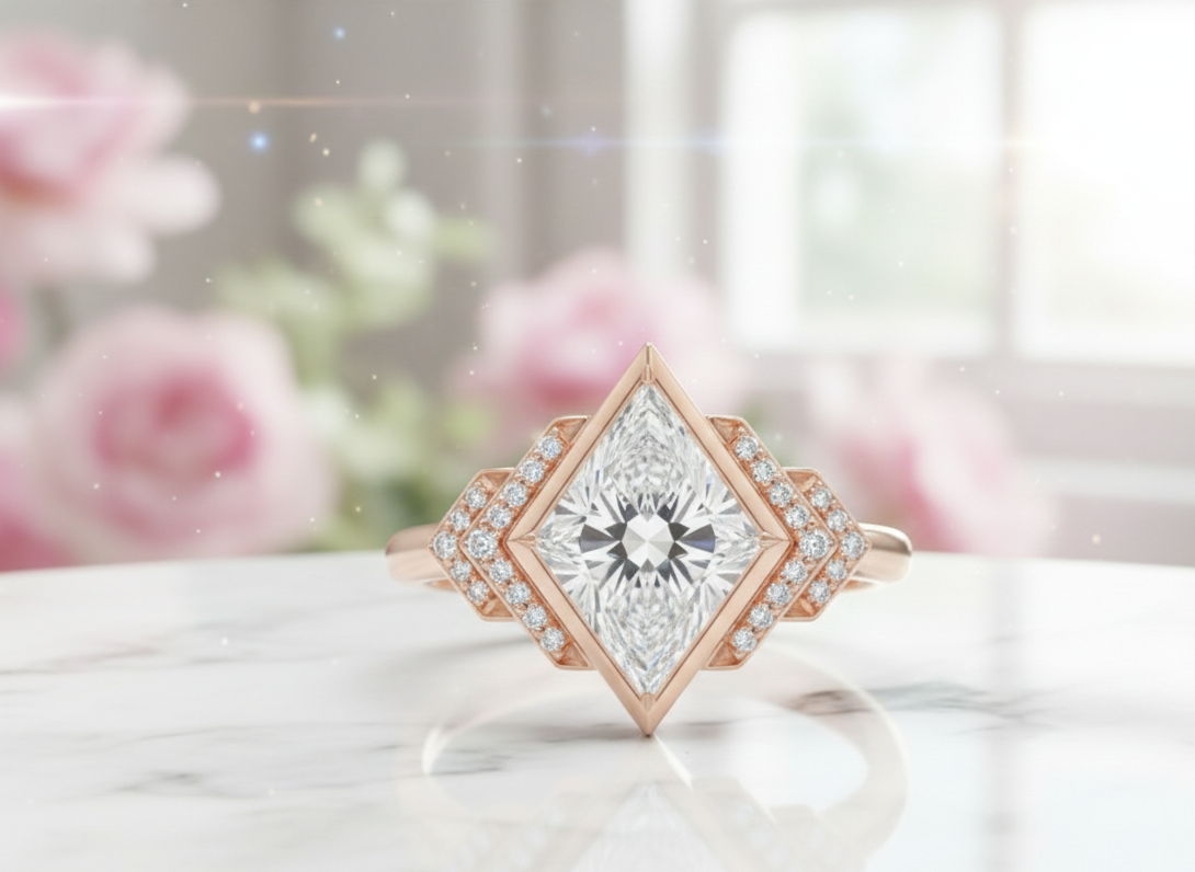 3.30 Ct Kite Cut Lab Grown Diamond Engagement Ring