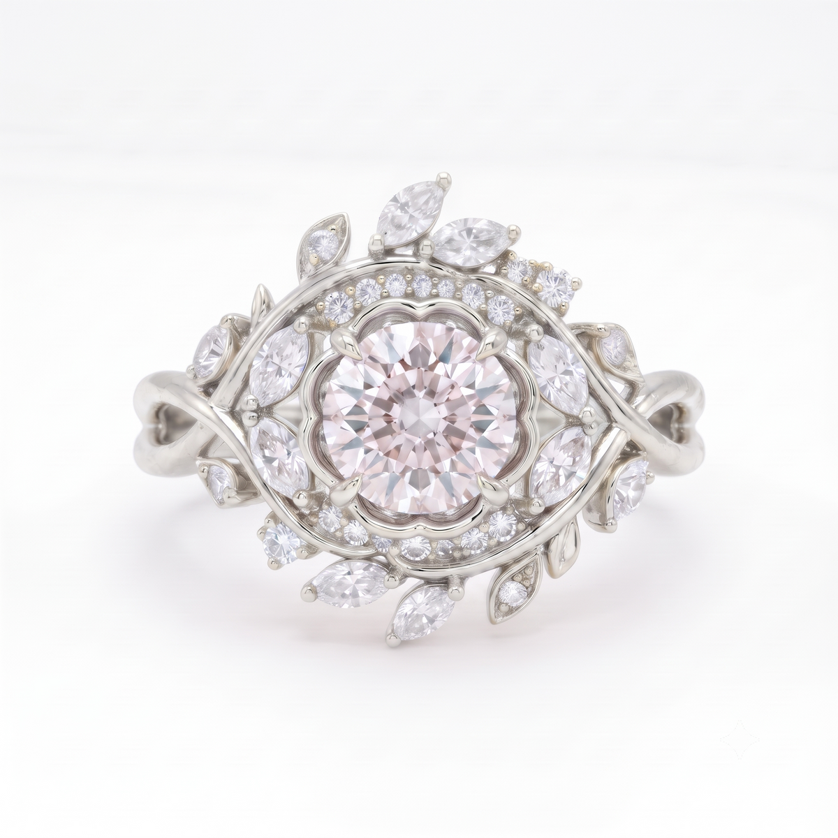 2.00ct  Round Cut Lab Grown Diamond Cluster Engagement Ring