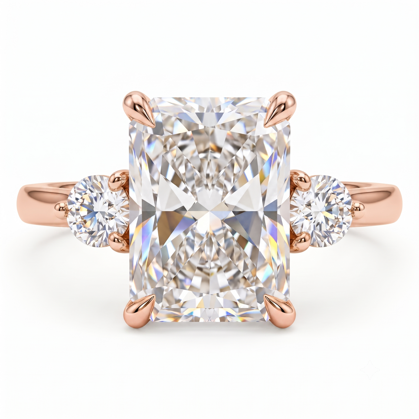 2.40 CT Radiant Lab Grown Diamond Three Stone Engagement Ring