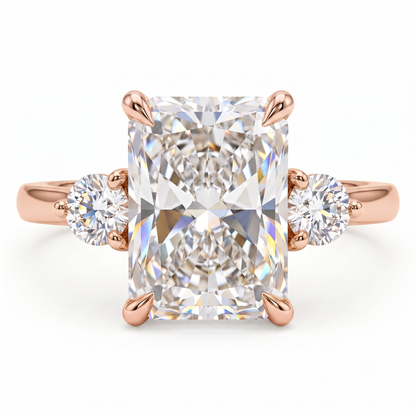 2.40 CT Radiant Lab Grown Diamond Three Stone Engagement Ring