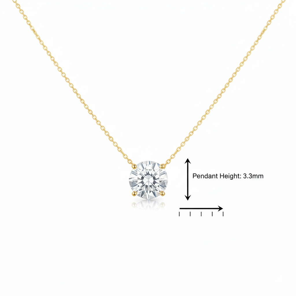 0.130 Ct Solid 14K Gold Floating Necklace