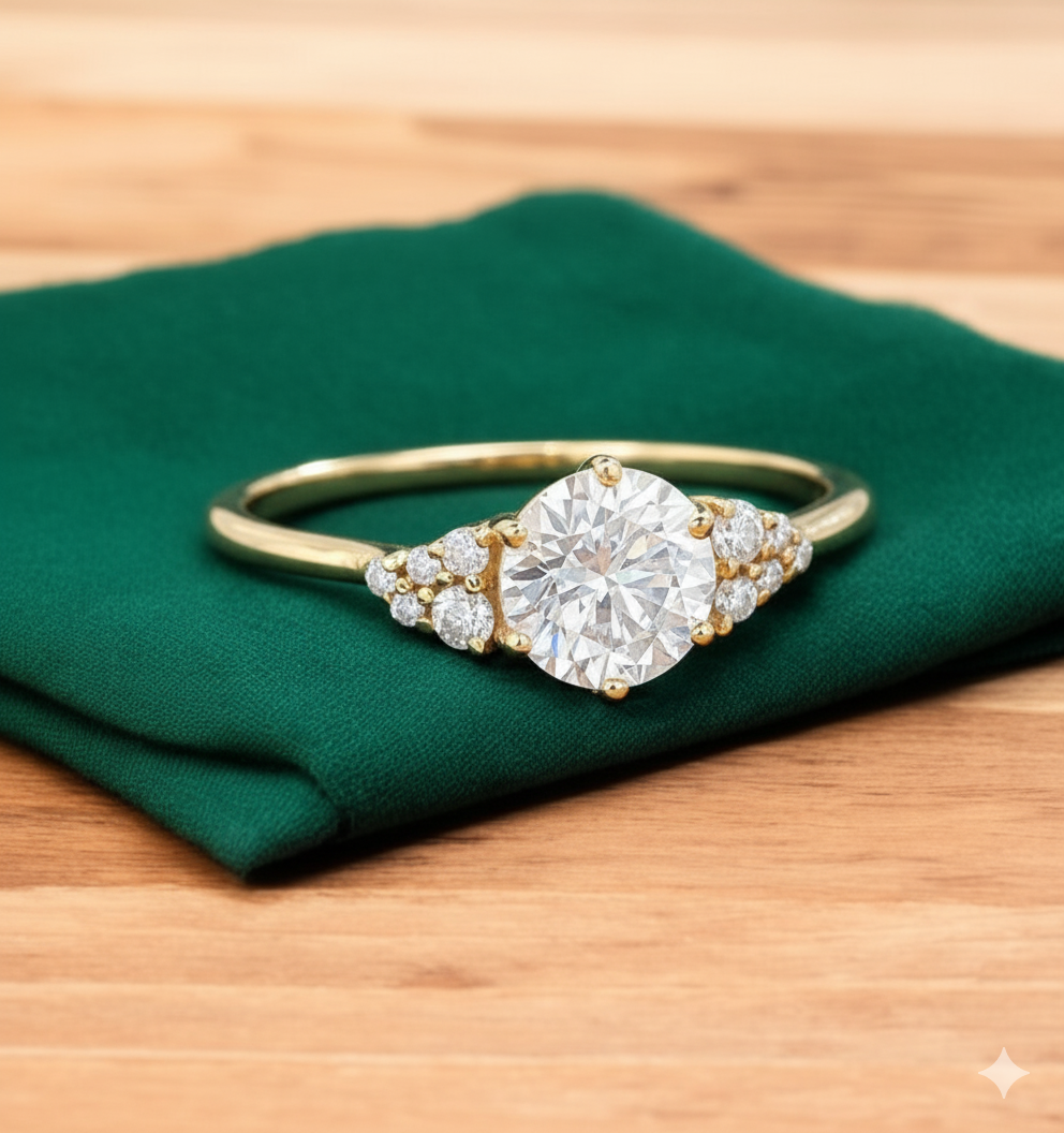 1.14ct Round Cut Lab-Grown Diamond Engagement Ring 14k Yellow Gold