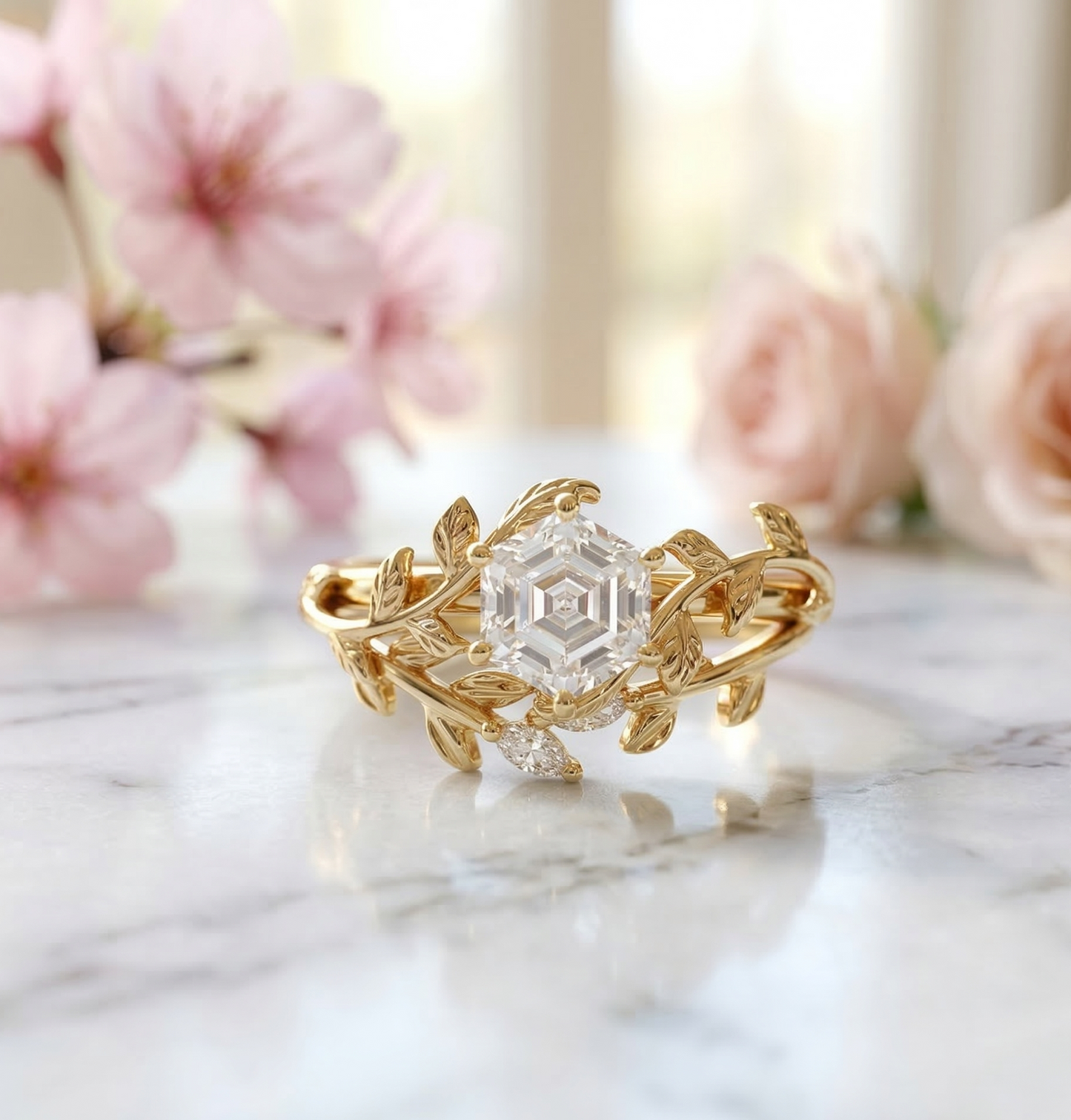 Hexagon Lab Grown Diamond Ring Set