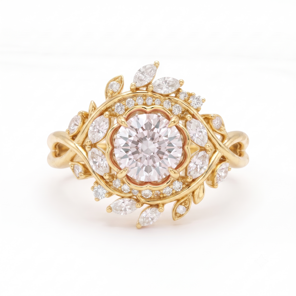 2.00ct  Round Cut Lab Grown Diamond Cluster Engagement Ring