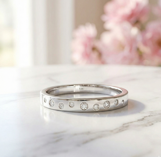 0.13 Ct Lab-Grown Diamond Wedding Band – 14K Gold Ring
