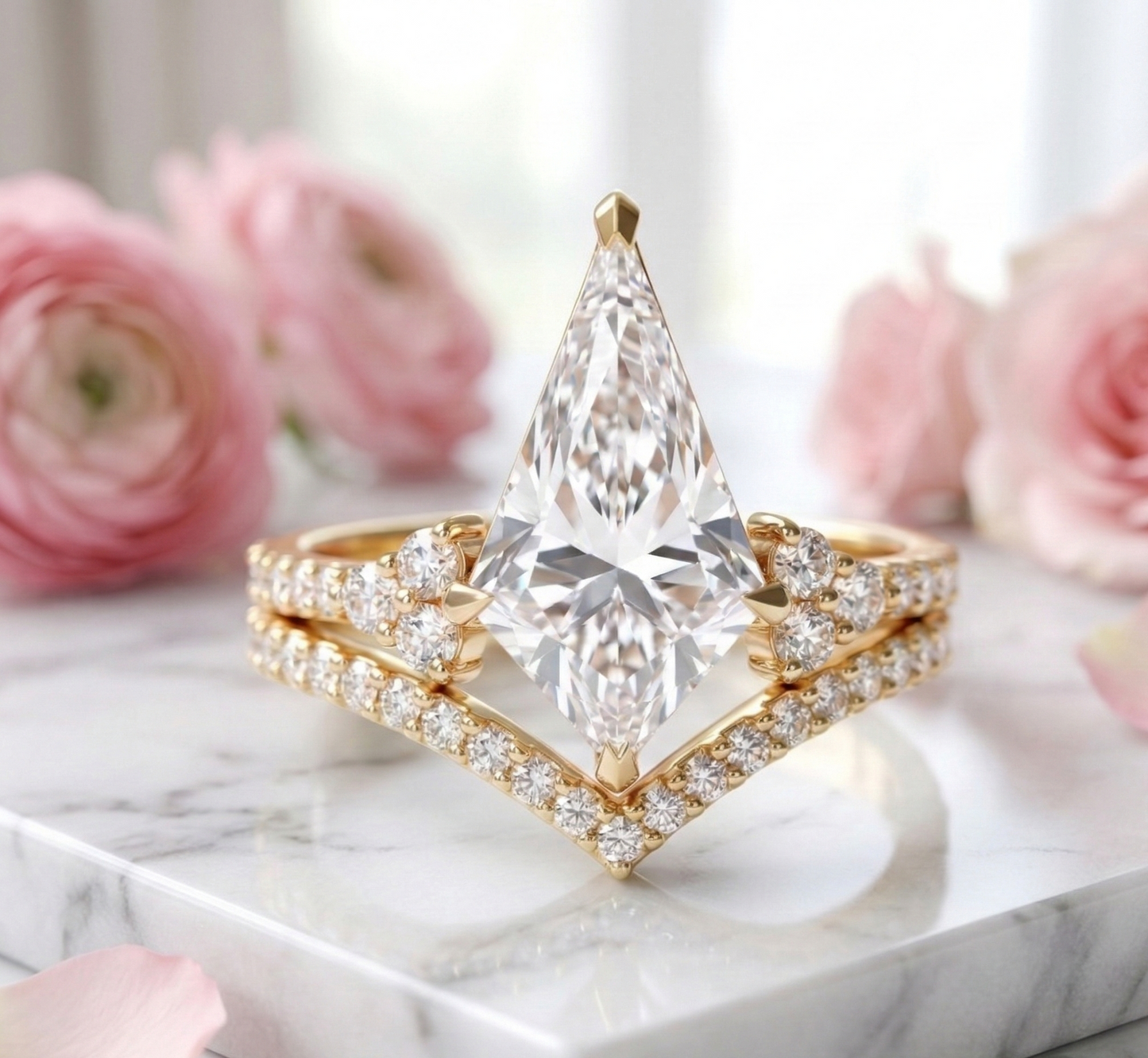 1.750ct Kite Cut Lab-Grown Diamond Engagement Ring Set