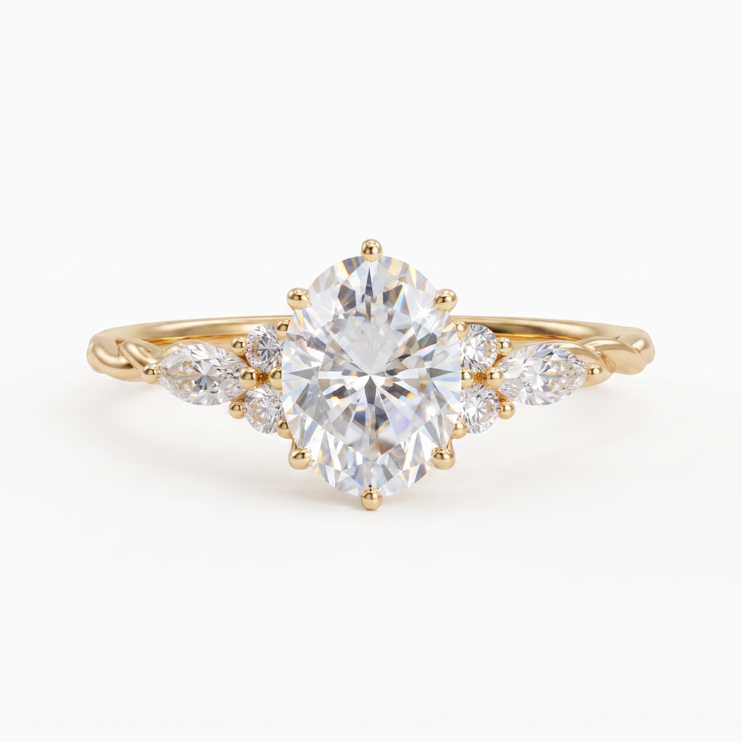 1.76Ct Oval Lab Diamond Ring with Marquise Eternity Twist