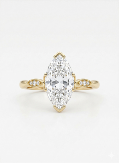 2.0 CT Marquise Cut Lab-Grown Engagement Ring, Vintage Inspired Ring