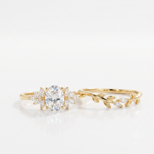 1.40 Ct Oval Lab-Grown Diamond Engagement Ring Set in Gold