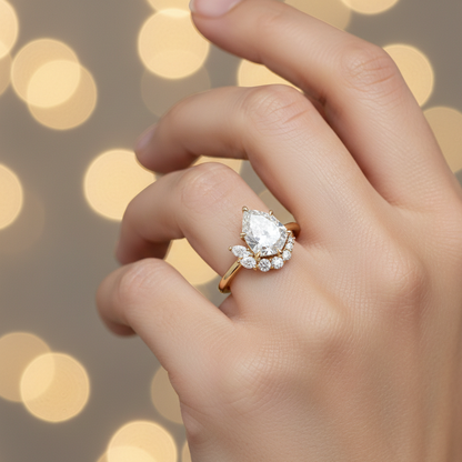 1.80 Ct Pear Cut Lab Grown Diamond Halo Engagement Ringh
