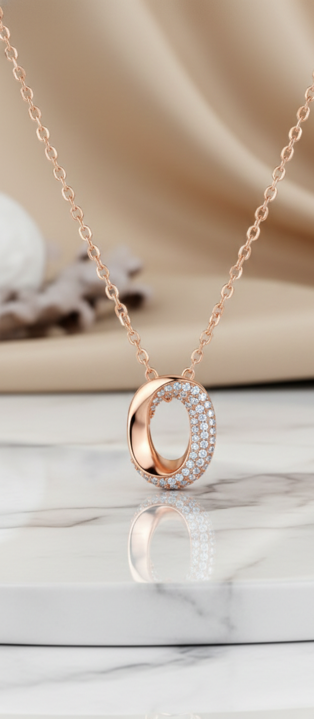 0.25 Ct Lab Grown Diamond Circle Initial O Necklace