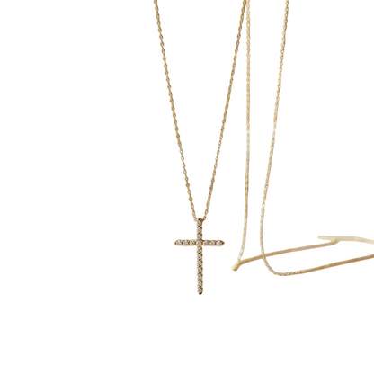 0.120 Ct Lab-Grown Cross Necklace – 14K Gold Pendant