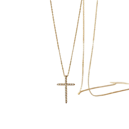0.120 Ct Lab-Grown Cross Necklace – 14K Gold Faith Pendant