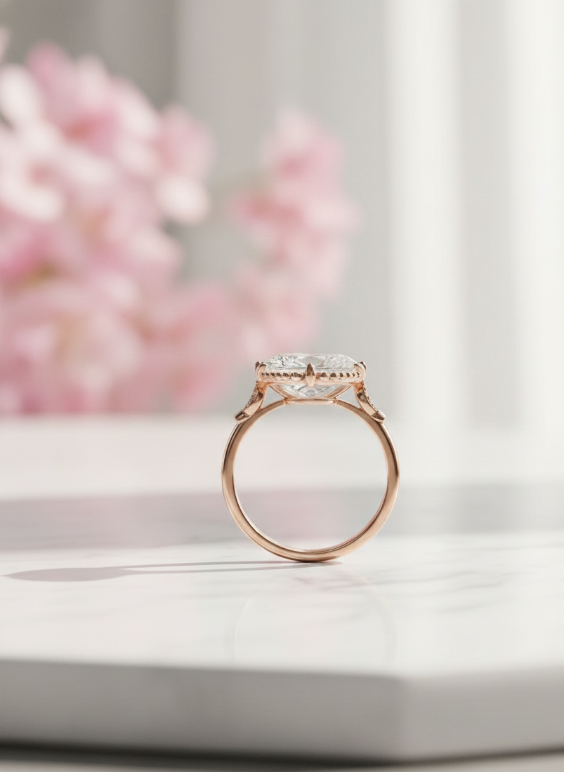 2.0 CT Marquise Cut Moissanite Engagement Ring, Vintage Inspired Ring