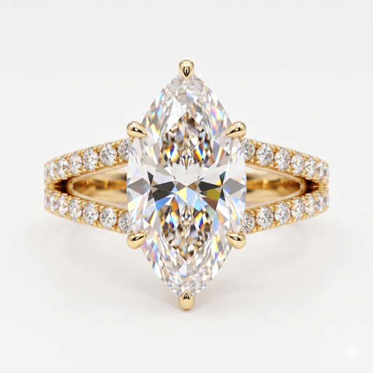 5.00ct Marquise engagement ring with hidden halo