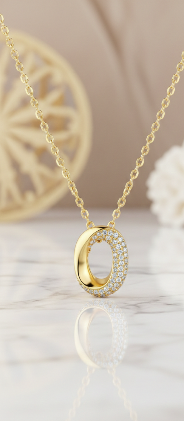 0.25 Ct Lab Grown Diamond Circle Initial O Necklace