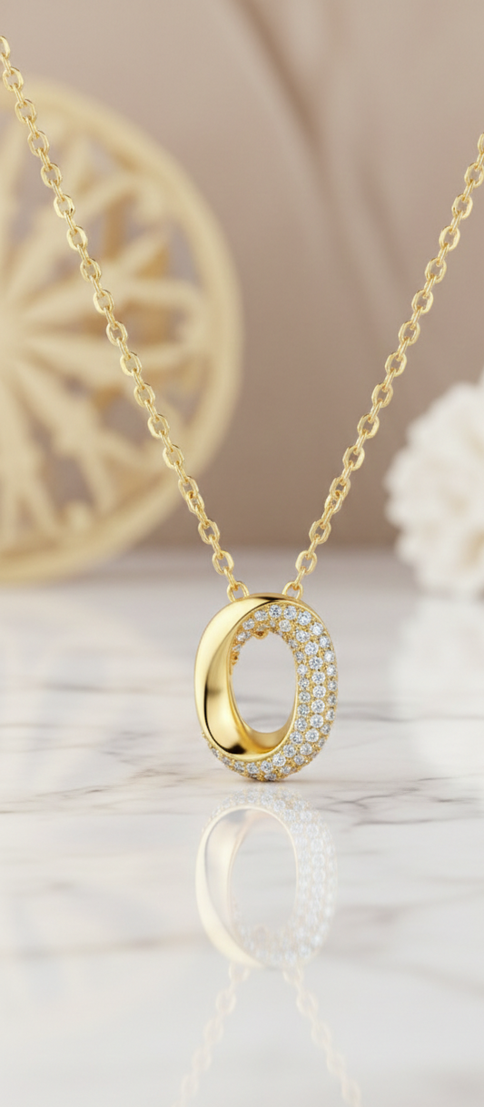 0.25 Ct Lab Grown Diamond Circle Initial O Necklace
