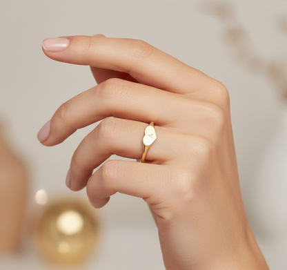 Custom Initial Heart Ring – 14K Gold Personalized Band