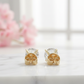 1/2ct Lab Grown Diamond Stud Earrings • 14K Yellow Gold Dainty Solitaire Earrings