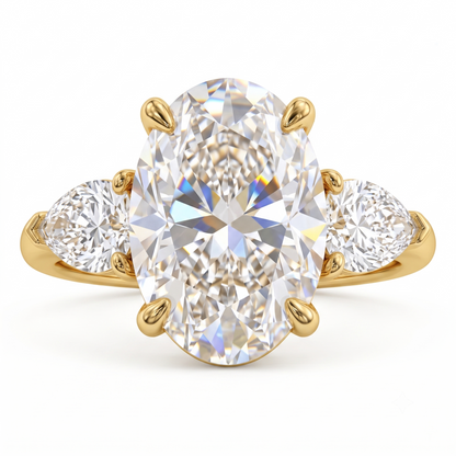6x8mm Oval cut Natural Diamond Engagement Ring, Stacking ring