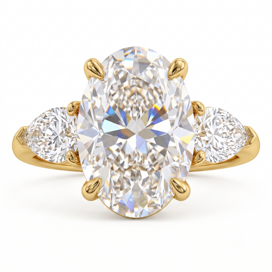 6x8mm Oval cut Natural Diamond Engagement Ring, Stacking ring